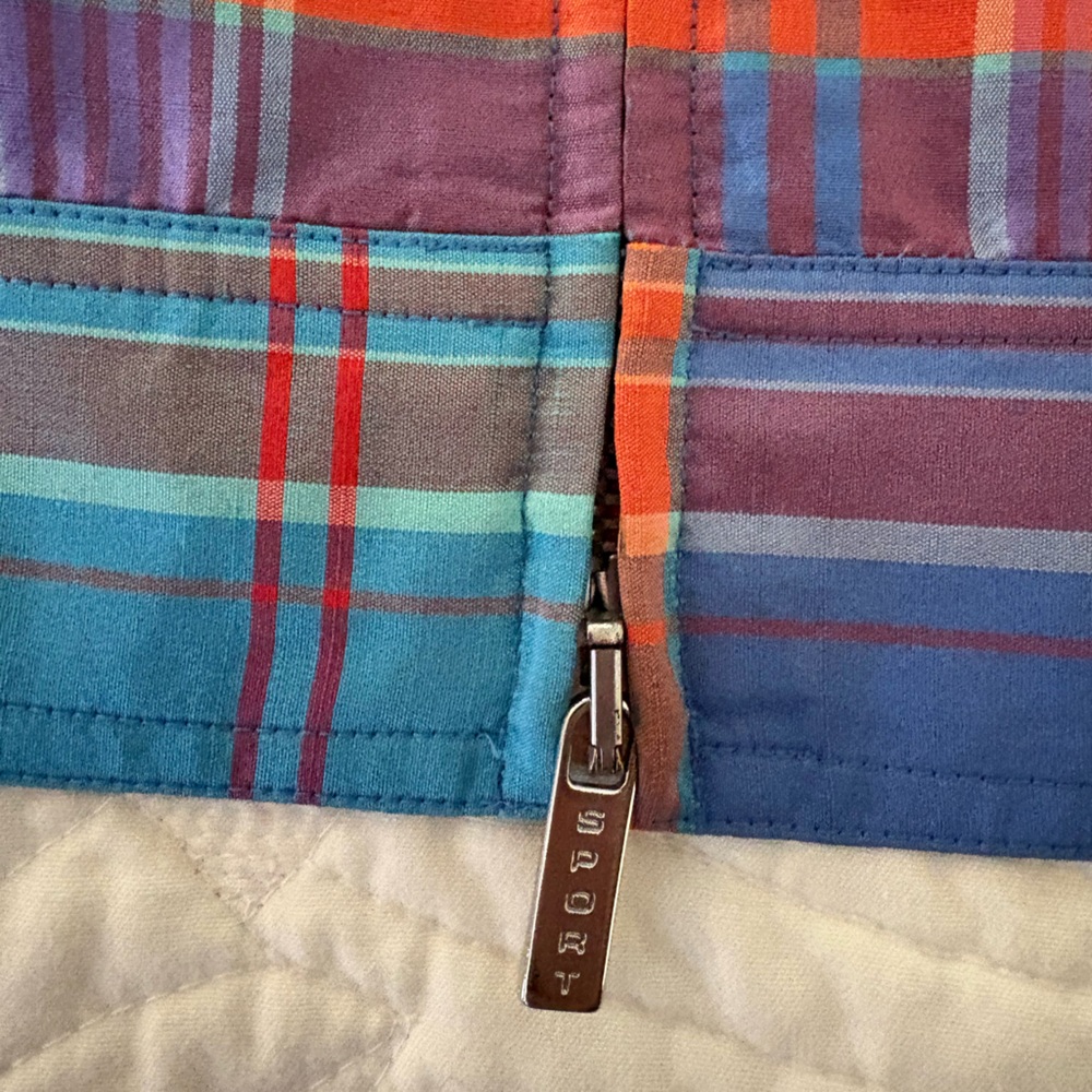 Ralph Lauren Sport Red and Blue Plaid Bomber Jacket 100% silk - Picture 4 of 10